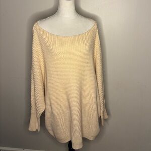 cream color waffle knit sweater OFF THE SHOULDER